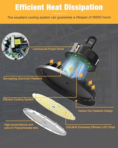UFO LED High Bay Light 150W 4 Pack (4 Count)