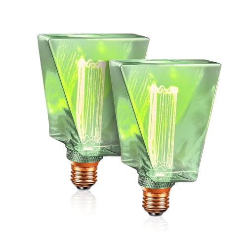Green Light Bulbs LED Vintage Light Bulb 3.5W Equivalent 20W Ice Shaped E26 Led Bulb Medium Base (2 Count)