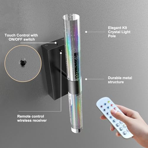 Crystal Battery Operated Wall Sconce