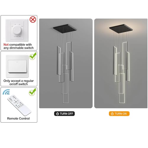 Modern Rectangle LED Chandelier for High Ceilings