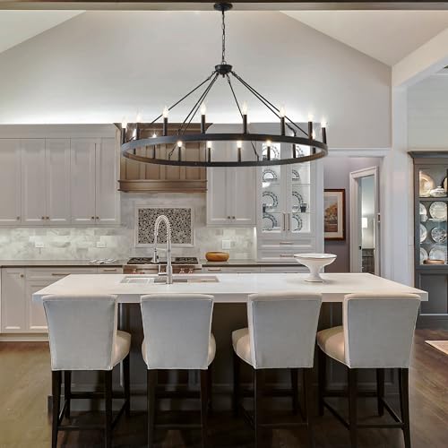 53 Inch Large Black Wagon Wheel Chandelier 18
