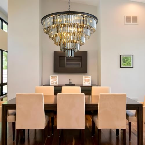 Smoke Gray Crystal Chandelier Modern Large Dining Room Light Fixture