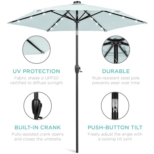 7.5ft Solar Umbrella LED Lighted Patio Umbrella
