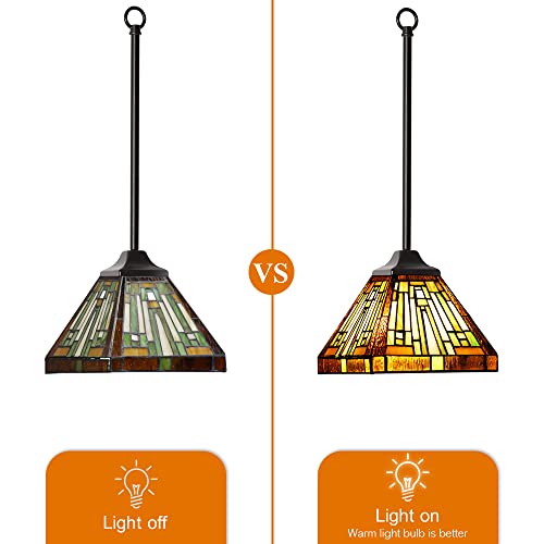 Tiffany Lamp Antique Amber Brown Stained Glass Pendant Light