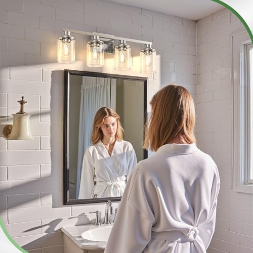 4 Light Nickel Bathroom Vanity Light Fixture ETL Listed (4 Count)