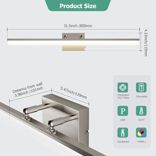 Brushed Nickel Vanity Light 31.5"