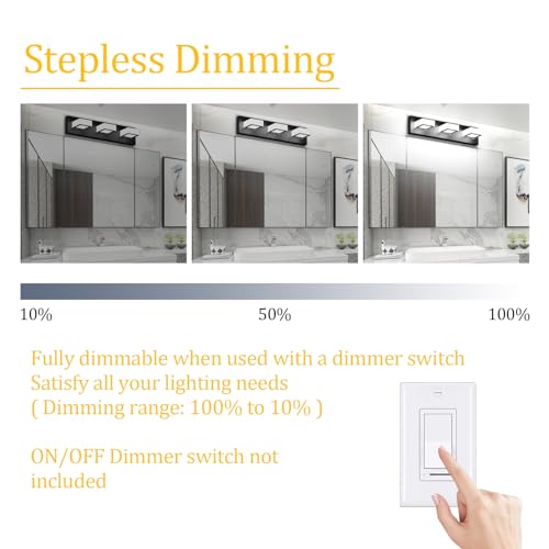 5 Color Temperature Modern LED Black Bathroom Vanity Lights Dimmable Acrylic Modern Black Bathroom Wall Lighting Fixtures