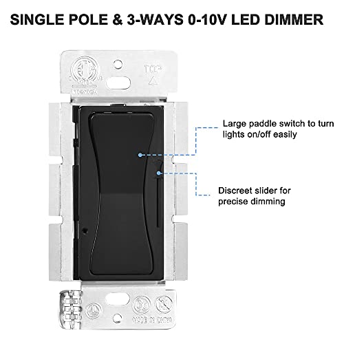 Black 0 10V LED Dimmer Switch for LED Lights (4 Count)
