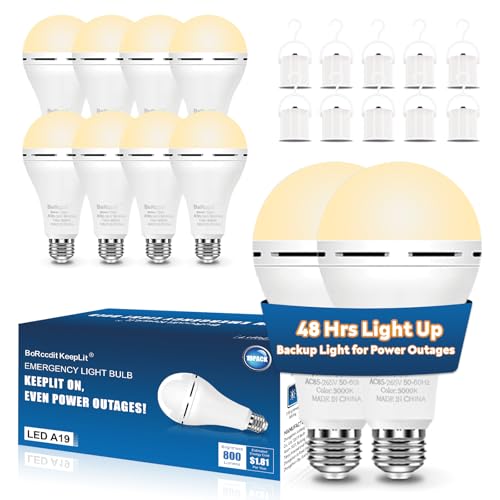 KeepLit 10 Pack Emergency Rechargeable Light Bulbs (10 Count)