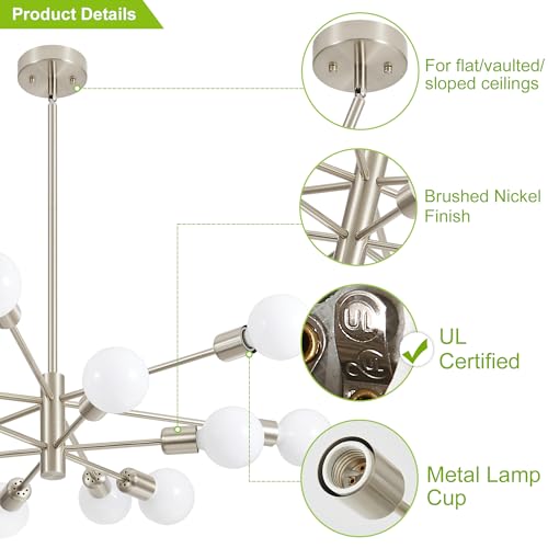 Chandeliers for Dining Room Brushed Nickel 12