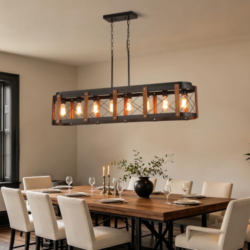 Rustic Farmhouse Wood Kitchen Island Lighting
