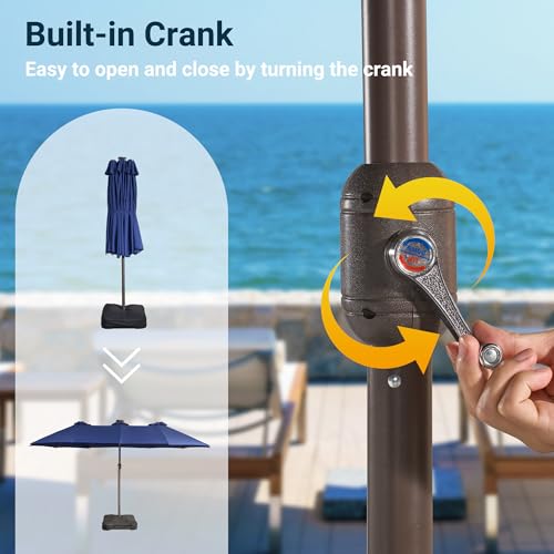 15 Ft Umbrella Outdoor Patio With Solar Lights Base