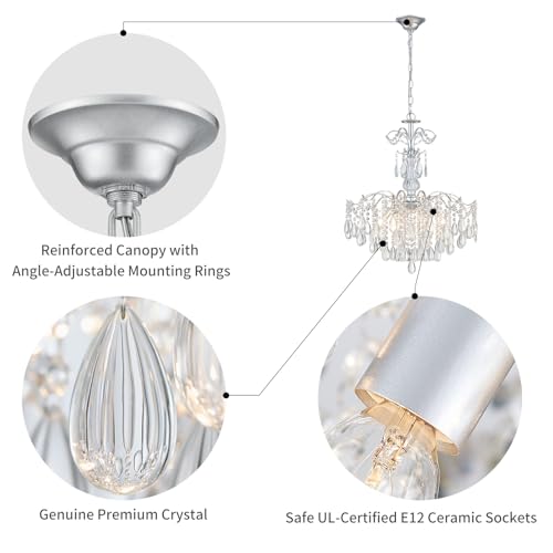 6 Light Crystal Chandelier Pendant Ceiling Light Modern Lighting Fixture for Bedroom Hallway Bar Kitchen Bathroom