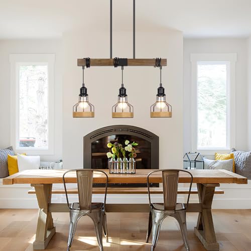 3 Light Island Light for Kitchen Over Table Chandelier Rustic