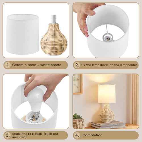 Rattan Table Lamp Boho Lamps Set of 2 (2 Count)