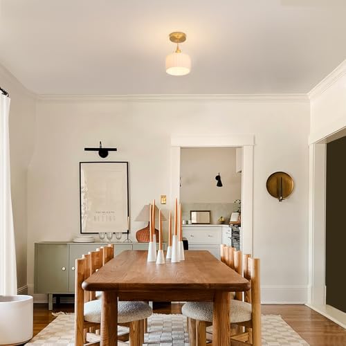 Pendant Light with White Striped Glass Lmapshade