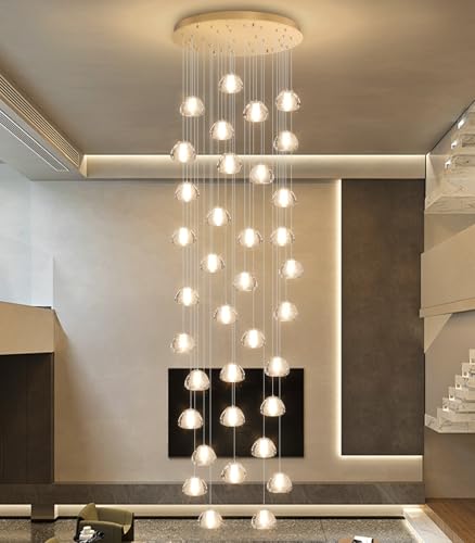 36 Light 216'' Long Large Crystal Chandeliers LED Chandeliers for High Ceiling Handing Light Fixture for Entrance Hallway Foyer Staircase Lobby Gold