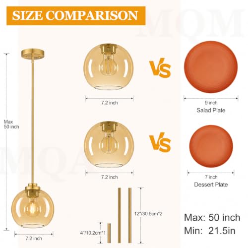 2 Pack Gold Globe Pendant Lights (2 Count)