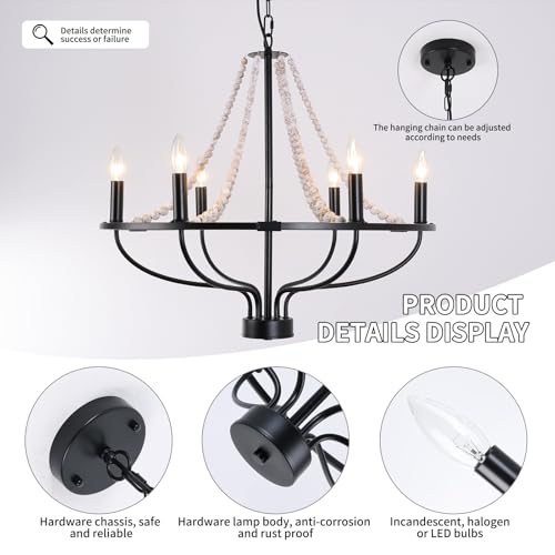 6 Light Wagon Wheel Chandelier