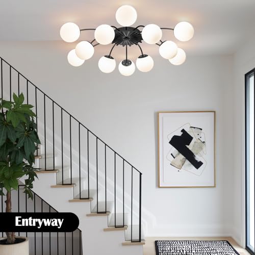 12 Light Milk Glass Pendant Light
