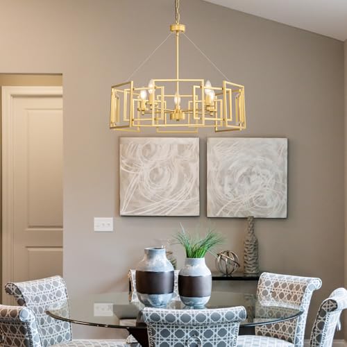 Brushed Gold Modern Geometric Chandelier