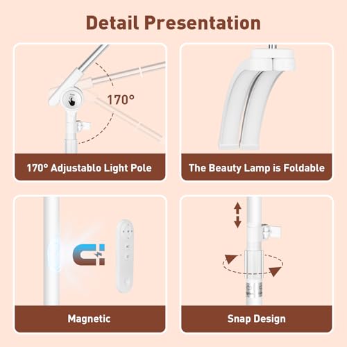 2026 Upgrade Lash Light for Eyelash Tech with 4 Wheel Rolling Base