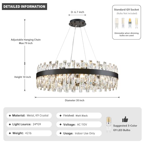 Modern Black Crystal Chandelier Lights