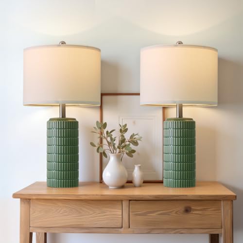 24" Modern Ceramic Table Lamps Set of 2 for Bedroom (2 Count)