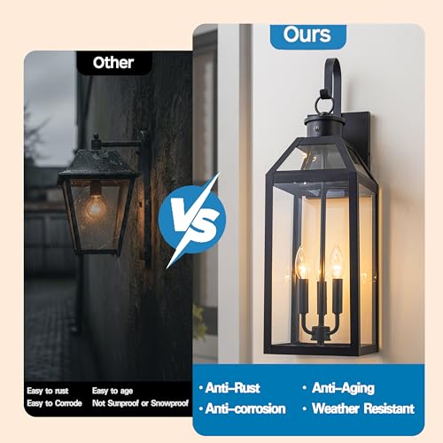 26" Large Dusk to Dawn Outdoor Wall Light (2 Count)