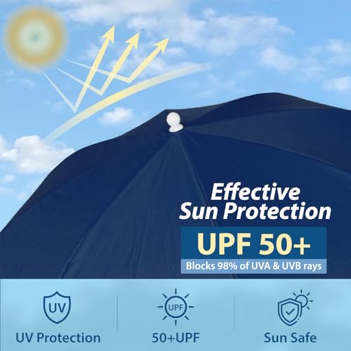 Chair Umbrella with Universal Clamp Adjustable 47 inches and 360° Swivel & UPF 50+ Protection Portable Sun Umbrella
