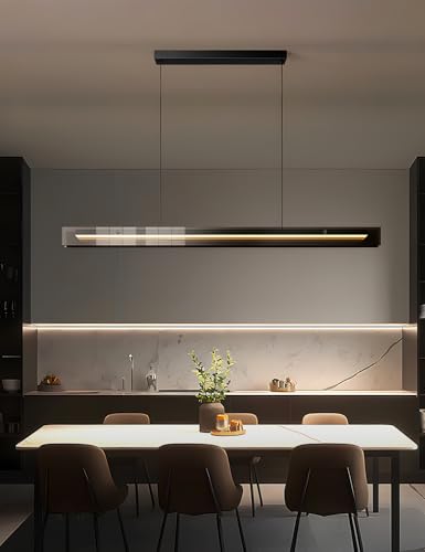Glass Modern Black Linear Pendant Light
