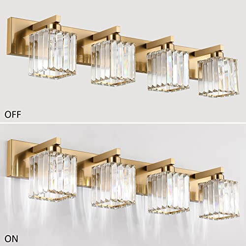 Bathroom Lighting Fixtures Modern Crystal Vanity Light Brass 4 Light Bathroom Vanity Light