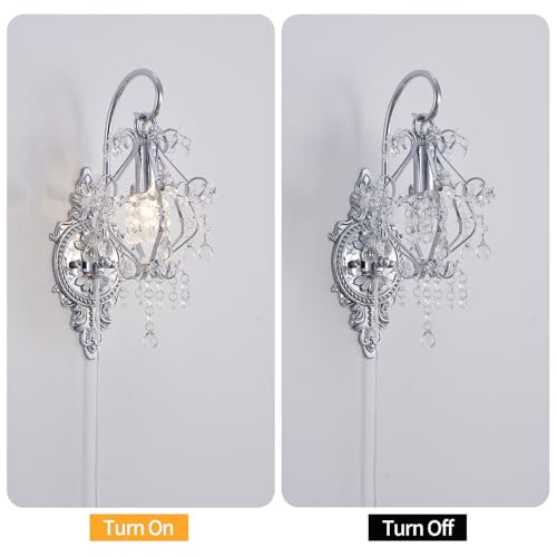 Plug in Cord Gold Silver Vintage Indoor Wall Sconces Light Set of 2 (2 Count)