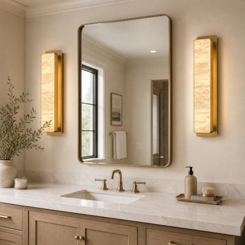 19.7" Brass Alabaster Wall Sconces