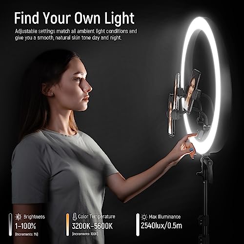 Ring Light RP19H 19 Inch with Tripod Stand 3 Phone Holders