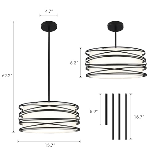 15.7'' Black Drum Chandelier for Dining Room 3