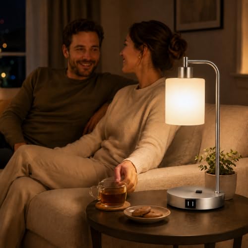 Set of 2 Industrial Touch Control Table Lamps with 2 USB Ports and AC Outlet (2 Count)
