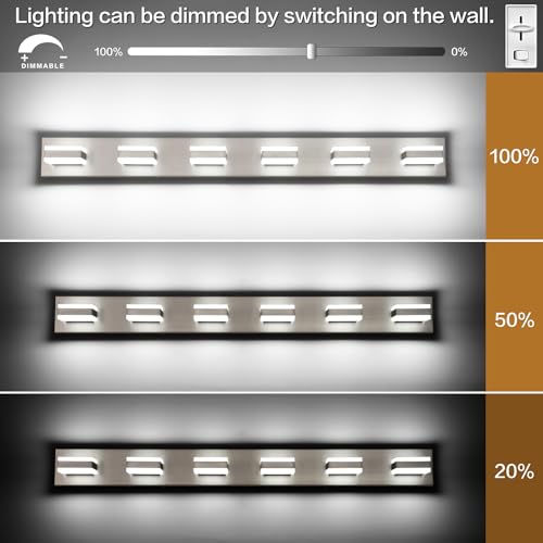 LED Modern Bathroom Vanity Lights Over Mirror Fixture Brushed Nickel Vanity Light 6 Light LED Nickel Wall Light ETL Listed