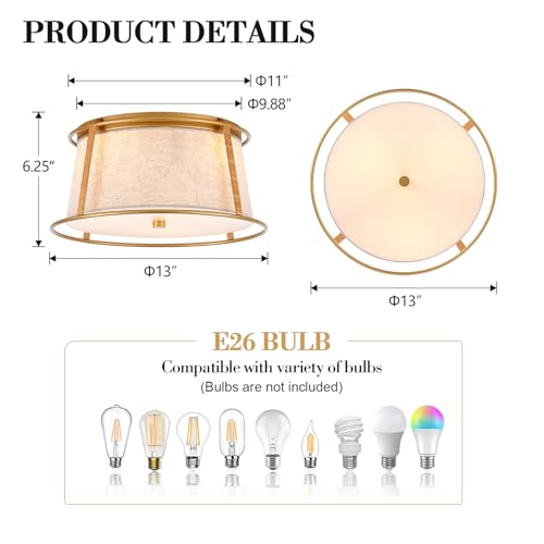 Gold Semi Flush Mount Ceiling Light Fixture