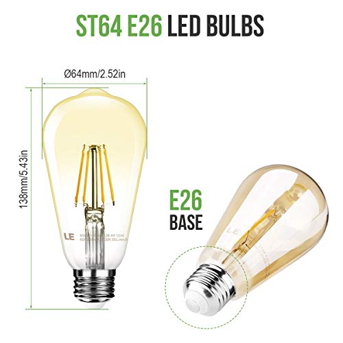 LE ST64 E26 Vintage Edison LED Bulbs (6 Count)
