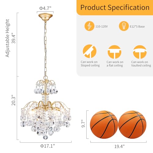 5 Light Crystal Chandelier Pendant Ceiling Light Modern Lighting Fixture for Bedroom Hallway Bar Kitchen Bathroom
