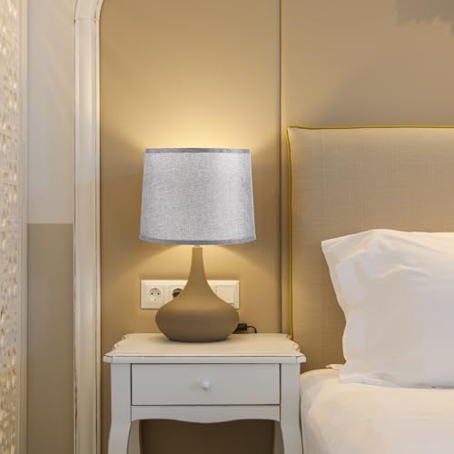 Lamp shades for Table Lamps 11.4" Top x 12.6" Bottom x 9.8" High Drum Lamp shades for Floor Lamps Medium Linen Lampshade Easy Assembly for Lamp Replacement
