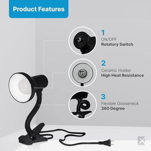 LED Clip on Desk Lamp with 360° Flexible Gooseneck