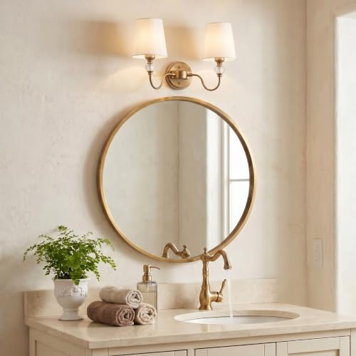 2 Light Vintage Bathroom Vanity Light Fixtures Over Mirror