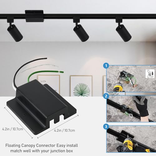 8 Light LED Track Lighting Kit with 6.6FT H Track Lighting Rails & Floating Canopy Connector