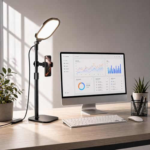 Desk Ring Light with Stand and Phone Holder