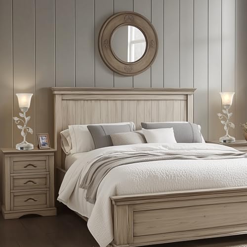 Set of 2 Rustic Touch Table Lamps for Bedroom 2 USB C+A (2 Count)