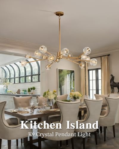 Gold Sputnik Chandeliers for Dining Room Light Fixture Over Table