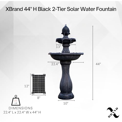 44" Solar Powered Outdoor Fountain