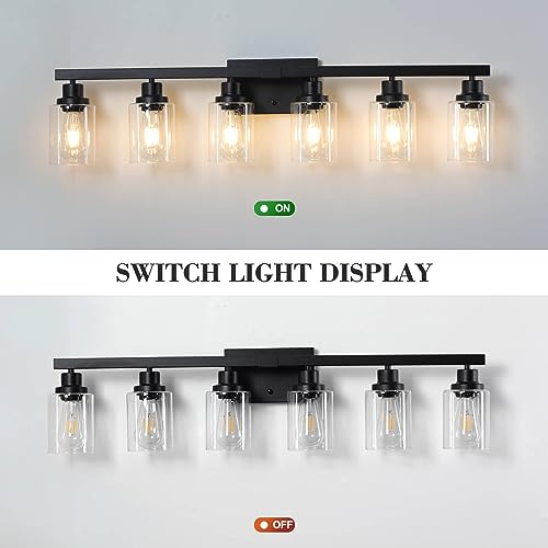 6 Light Black Vanity Lights 38'' Modern Bathroom Vanity Lighting Fixtures Above Mirror? Industrial Matte Bathroom Light Fixtures